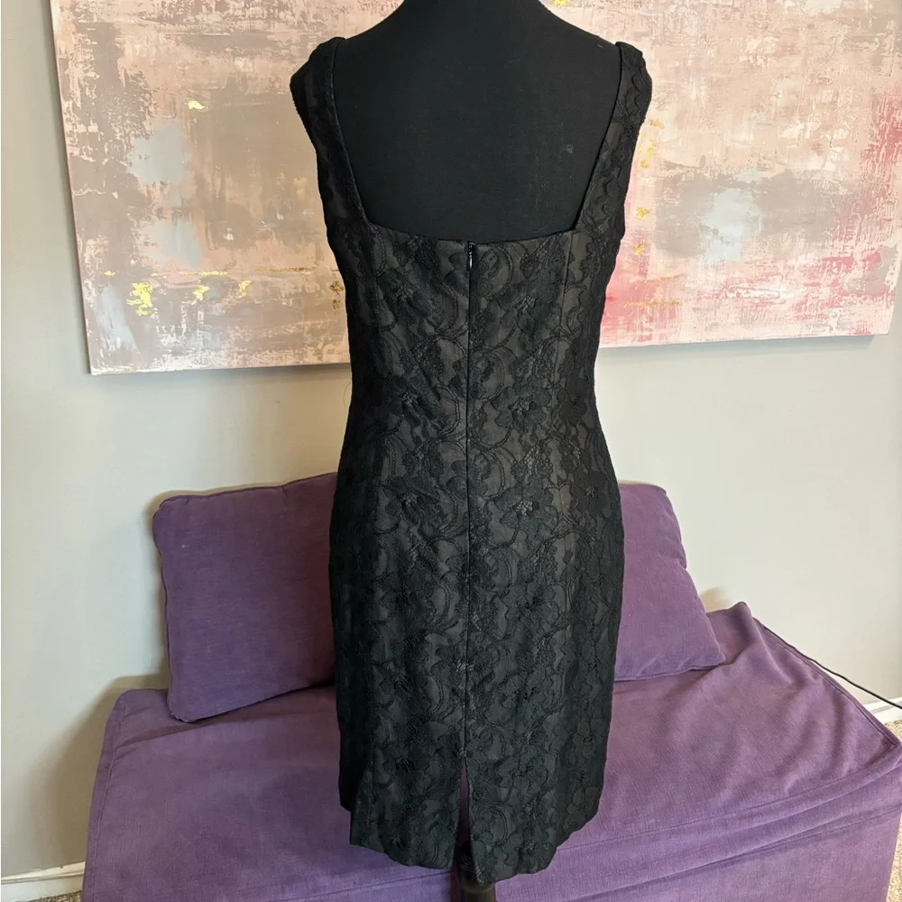 Jones New York Vintage  Elegant Black Dress‎ Lace Overlay Size 8 - Picture 4 of 10